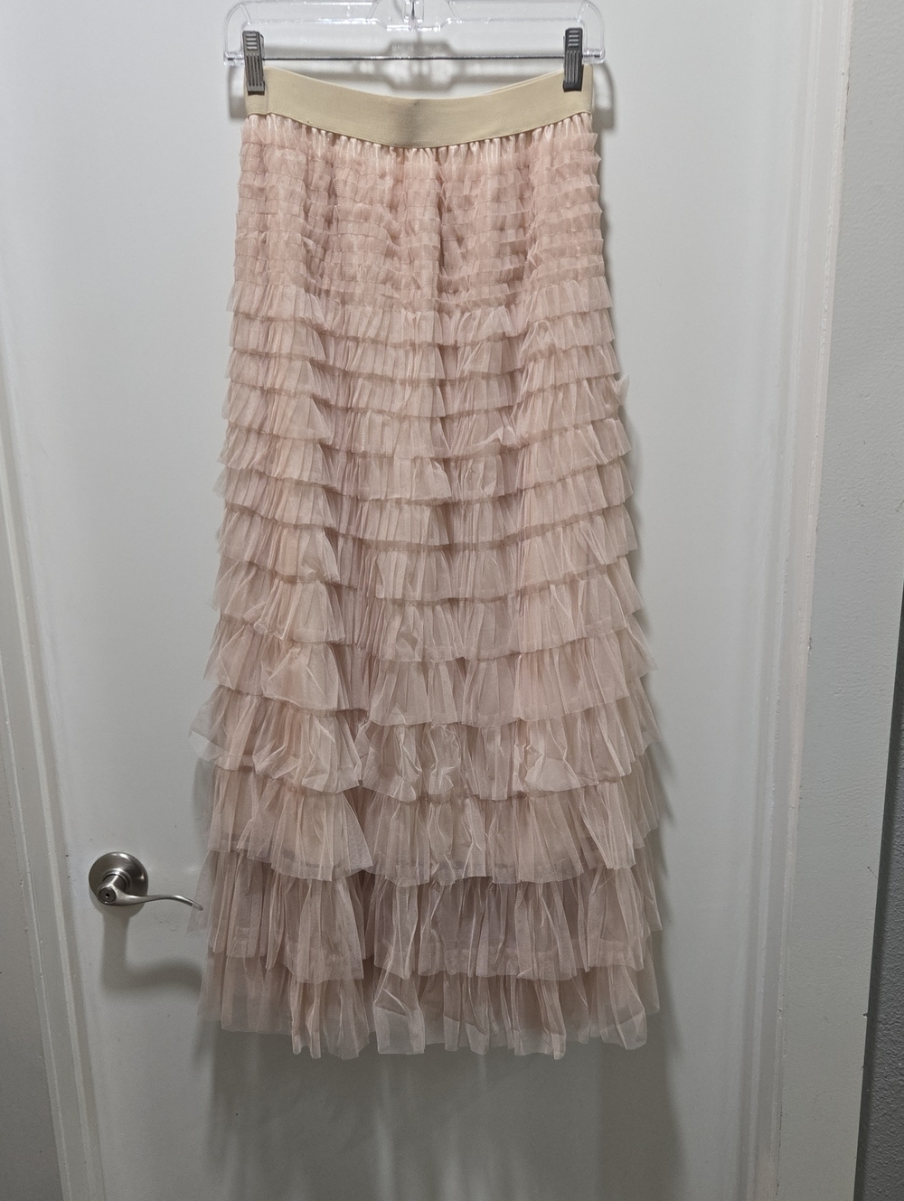 Blush Tiered Ruffle Midi Skirt